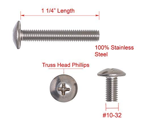 [Australia - AusPower] - #10-32 X 1-1/4" Stainless Phillips Truss Head Machine Screw, (25pc), Fine Thread, 18-8 (304) Stainless Steel, by Bolt Dropper #10-32 x 1-1/4" 