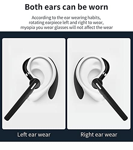 [Australia - AusPower] - Bluetooth Headset TOP V5.0 Wireless Headset 48Hrs Playtime with 500mAh Charging Case Built-in Dual Mic Noise Cancelling Bluetooth Earpiece Hands-Free Wireless Earpiece for Driving/Office/Business 