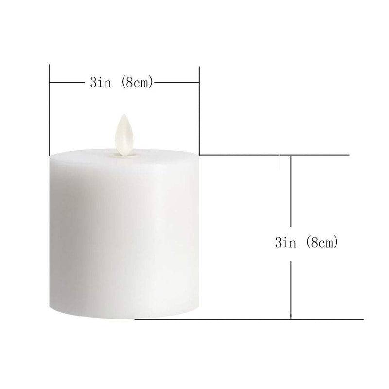 [Australia - AusPower] - Jolnyus 3x3 inch White Flameless Candles Set of 3 Flickering LED Candles Battery Operated with Remote Control Timers for Concert Fireplace Livingroom Party Dimmable Pillar Candles Flat top 