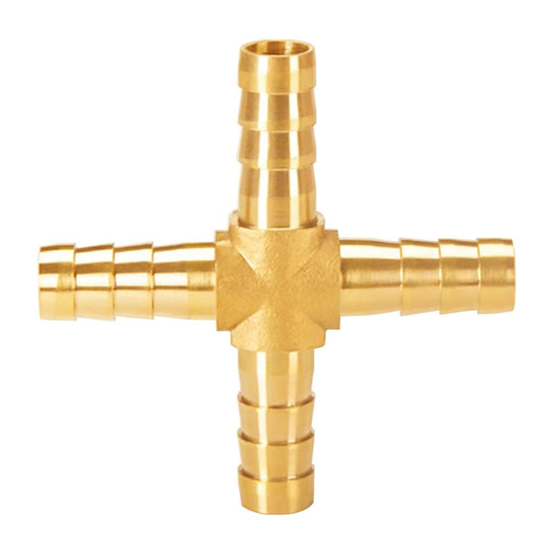 [Australia - AusPower] - Uenede 2PCS Solid Brass 十 Barb Fittings 3/8"OD 4-Way Union Intersection Hose Pipe Barb Fitting for Water/Oil/Gas 3/8 Inch 