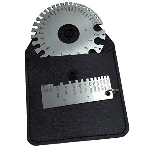 [Australia - AusPower] - ZeeDix 2 Pcs Stainless Steel Metal Sheets Welding Thickness Gauge- Wire Gauge Measurement Tool, Standard Dual-Sided Round Wire Cable Sheet Gage and Wire Welding Material Thickness Gauge 1 