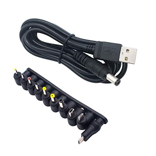 [Australia - AusPower] - Universal USB to DC 5.5x2.1mm Plug Power Charging Cable with 10 Connectors for Router, Mini Fan, Speaker, Camera, Smart Phone and More Electronics Devices(5FT, DC10+1) 