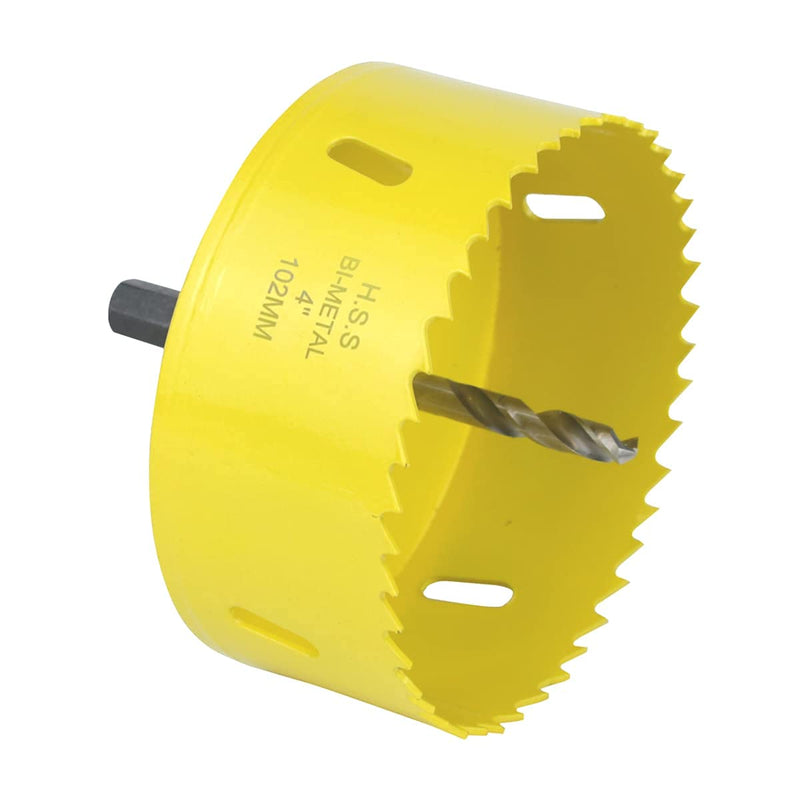 [Australia - AusPower] - JIECHENG HSS Bi-metal Hole Saw With Arbor Mandrel 4-inch 102 mm For Metal,Stainless Steel,Cornhole Boards,Drywall,Plastic,Brass,Aluminum,Iron and Wood 