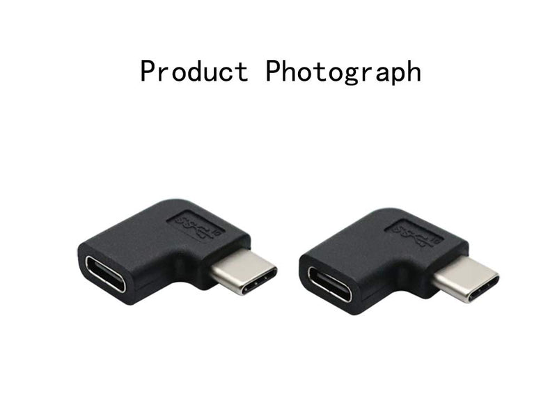 [Australia - AusPower] - Type-C Right Angle Adapter,Type-C Male to Type-C Female Adapter， 2-Pack，90 Degree Type C Adapter,Right & Left Angled 90 Degree Type-C Extension Adapter for Laptop & Tablet & Mobile Phone 