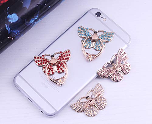 [Australia - AusPower] - GoldenEL Universal 360 Degree Rotating Finger Ring Stand Holder Kickstand for Cell Phone iPhone Galaxy - Crystal Butterfly (Pink) Pink 