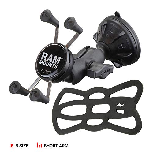 [Australia - AusPower] - RAM Mounts RAP-B-166-2-A-UN7U X-Grip Phone Mount with RAM Twist-Lock Low Profile Suction Base with Short Arm for Vehicle Windshields 