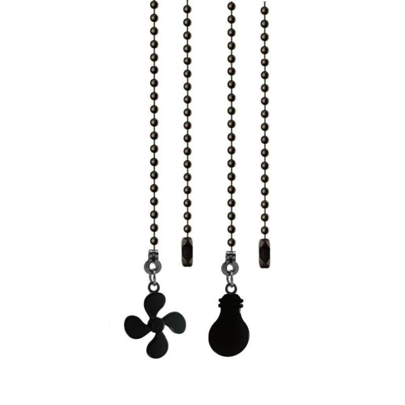 [Australia - AusPower] - QLXHBOT Ceiling Fan Pull Chain Set, 4 Pieces Bulb and Fan Pattern Pull Chain Extension Fan Pendant 12 Inch Chain Extender with Ball Fan Chains Connector (Black Copper) 