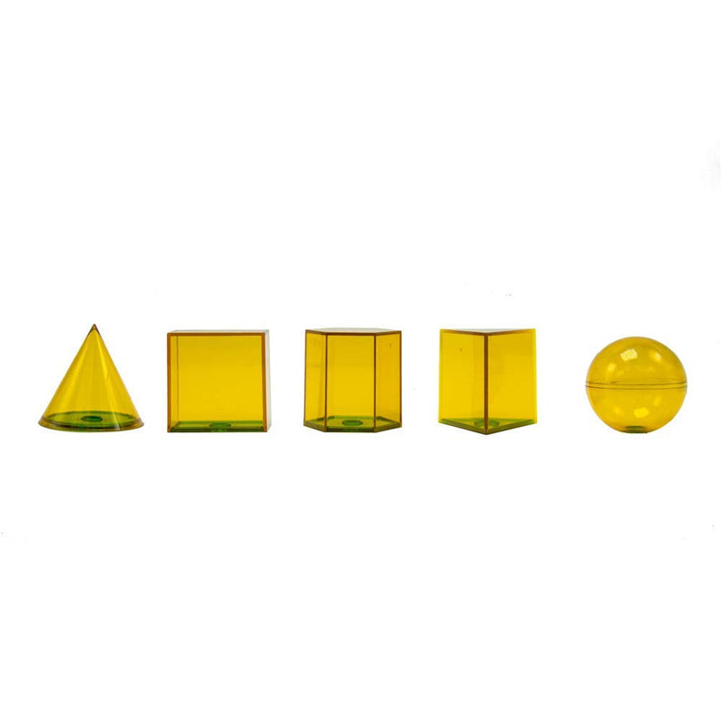 [Australia - AusPower] - hand2mind Plastic Fillable 3D Shapes, Yellow Geometric Solids for Measuring Volume (Set of 14) 