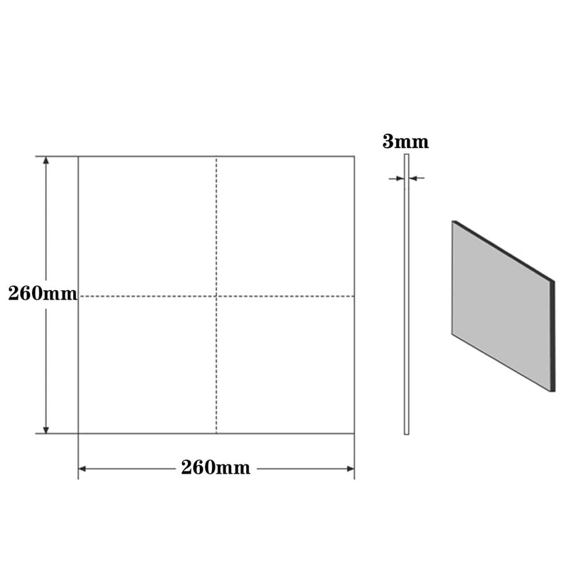 [Australia - AusPower] - BALITENSEN 260mm x 260mm x 3mm Thick Borosilicate Glass Plate for 3D Printers Glass Bed 