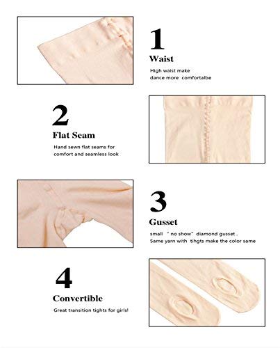 [Australia - AusPower] - Dancing Kitty Ballet Tights for girls Dance Tights Convertible Ballet Tights Ultra Soft Professional dance tights 3 pairs Ballet Pink 5T 