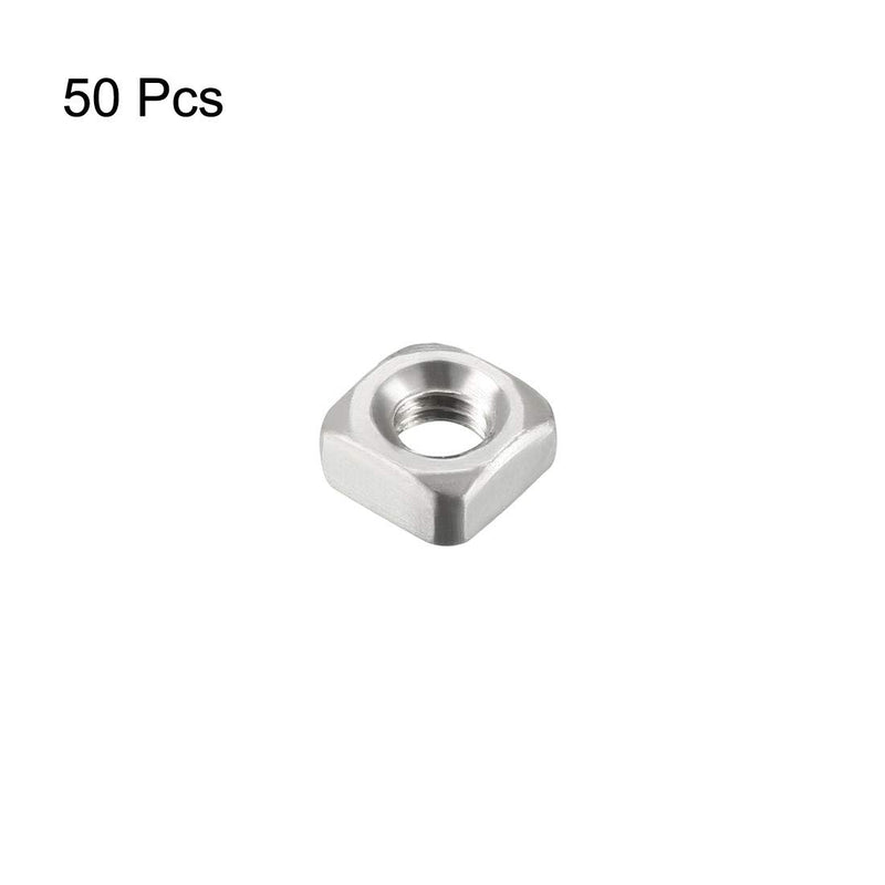 [Australia - AusPower] - uxcell M4 Square Nuts, 304 Stainless Steel Metric Coarse Thread Assortment Kit, 50 Pcs 
