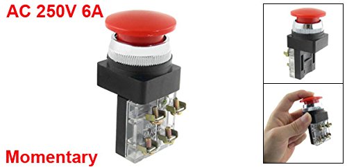[Australia - AusPower] - uxcell a12042700ux0294 AC 600V 6A 38 mm 1.5" Red Sign Momentary Mushroom Push Button Switch 1 No 1 NC 