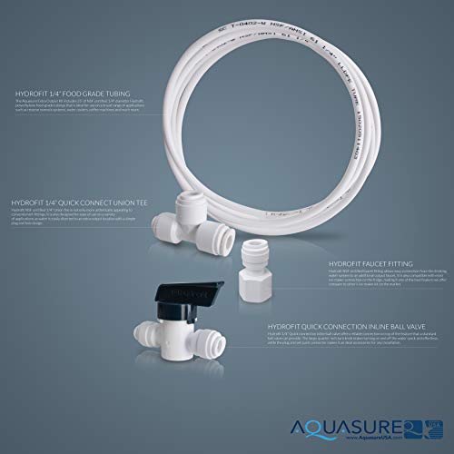 [Australia - AusPower] - Aquasure Ice Maker Water Line Kit with Shut-Off Valve, 25 Food Grade 1/4" Tubing, Quick Connect Fittings, Secure Locking Clips, Leak Free Design, US Customer Support, 1 Year Warranty 