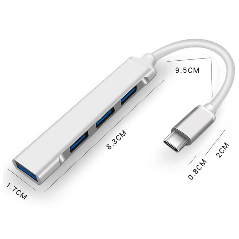 [Australia - AusPower] - JacobsParts USB-C Type C to USB 3.0 4 Port Hub Splitter for MacBook Pro/Air, iPad, PC, Chromebook, Phone (Black) Black 