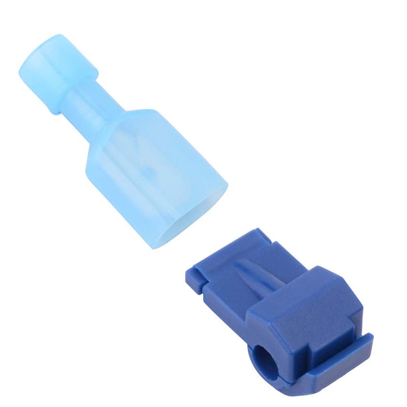 [Australia - AusPower] - RuiLing 100 PCS Self-Stripping T-Tap Electrical Connectors Wire Quickly Splice Connector and Insulated Male Quick Disconnect Terminals (Blue) Blue 