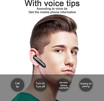 [Australia - AusPower] - Bluetooth Headset, Wireless Earpiece Hands Free Business Earphones in-Ear Earbuds with Noise Canceling Mic for Business/Office/Driving 