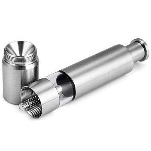 [Australia - AusPower] - Salt and Pepper Grinder Set of 2,Stainless Steel Push Button Grinder Modern Design Thumb Grinder, for Black Pepper, Sea Salt and Himalayan Salt, Spice and Salt 