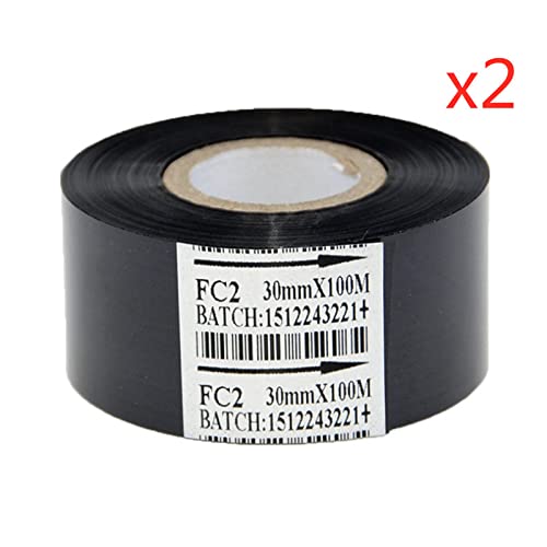 [Australia - AusPower] - XYRD Black Hot Stamp Ribbon 2 Rolls FC2B 30mm x 100m for Coder Printer Machine 