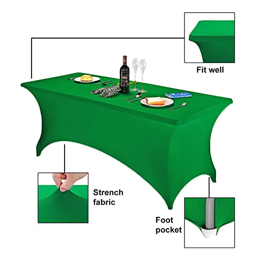 [Australia - AusPower] - FORLIFE Spandex Table Covers 6ft，Fitted Tablecloth for 6ft Rectangular Tables, Stretch Patio Table Covers, Universal Spandex Table Cover for Wedding, Banquet, Party (6ft, Emerald) 