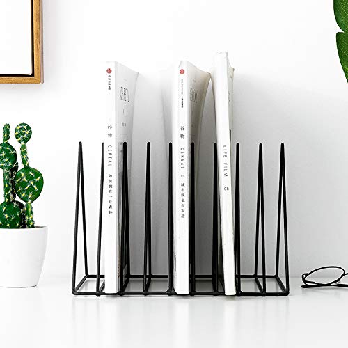 [Australia - AusPower] - Sooyee 9 Slot Black Magazine Holder,Desktop File Sorter Organizer Triangle Bookshelf Decor Home Office 