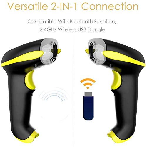 [Australia - AusPower] - NADAMOO Wireless Barcode Scanner Compatible with Bluetooth, USB 1D Bar Code Reader for Inventory Management, Work with Windows/Mac OS/Linux Computer, Made for iPhone, iPad, and Android 