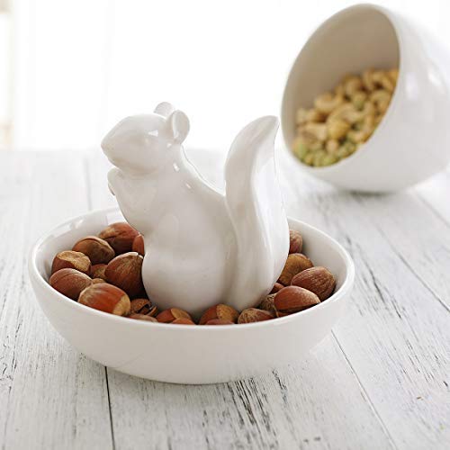 [Australia - AusPower] - LA JOLIE MUSE Nut Bowl Snack Serving Dish - Ceramic Squirrel Candy Jewelry Dish for Pistachio Peanuts, House Warming Hostess Gifts 