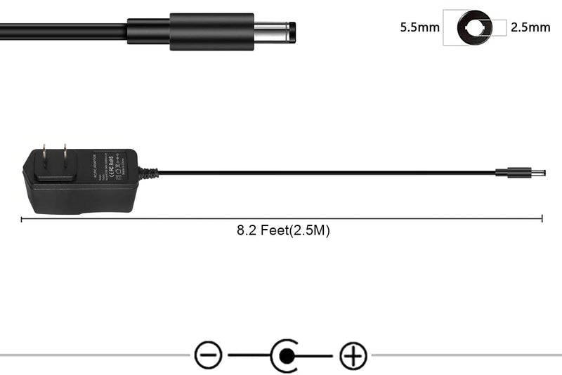 [Australia - AusPower] - 6V 2A 12W AC/DC Adapter, Wall Charger, 5.5mm x 2.1mm & 2.5mm (Center Positive) DC Plug Compatible for 6 Volt 2A 1.5A 1A 800mA 700mA 600mA 500mA 300mA 100mA Equipment Power Supply Cable Cord -8.2ft 