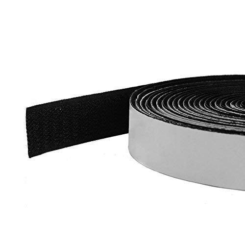 [Australia - AusPower] - BQS 1" Width Self Adhesive Hook and Loop Sticky Back Tape Fastener 16 feet(Black) Black 
