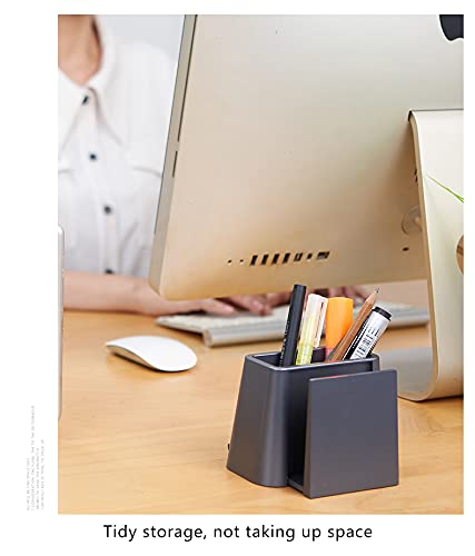 [Australia - AusPower] - Pen Holder with Phone Stand, Desk Organizer ,Metallic paint Desk Pencil Holder Desk Storage Rack for Office, Classroom, Home (Black) 