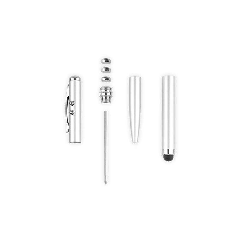 [Australia - AusPower] - Metal multi-function pen, touch screen stylus, flashlight with white light, infrared, creative Christmas and birthday gifts (2 Silver) 2 silver 