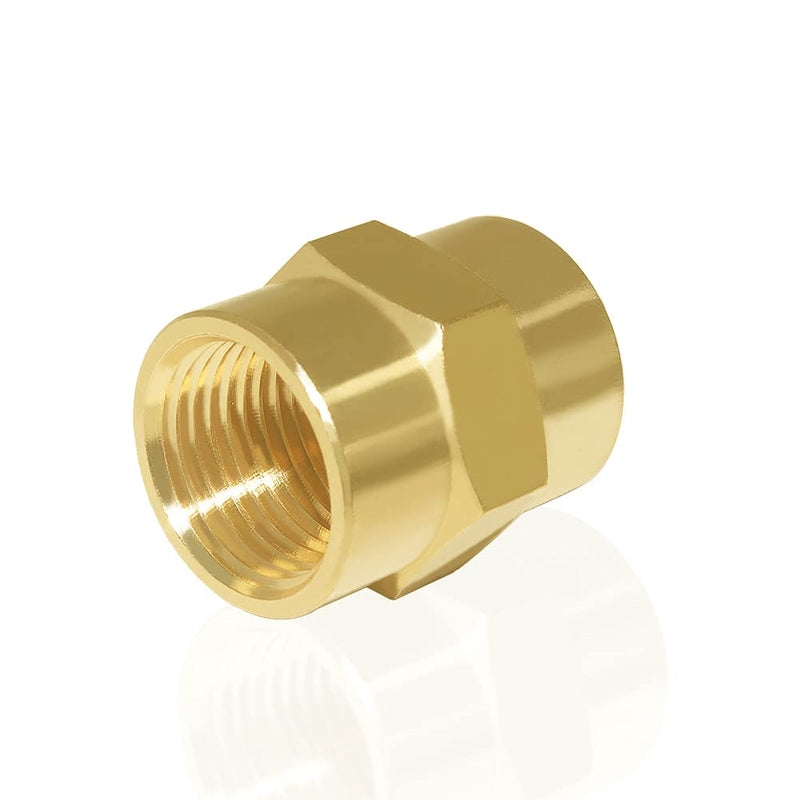 [Australia - AusPower] - Hooshing 2PCS Brass Pipe Fitting Air Hose Fittings Coupling 1/2" x 1/2" NPT Female Coupler Hex Head Pipe Fitting 2 