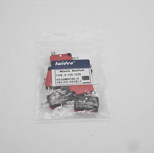 [Australia - AusPower] - Twidec/6Pcs Micro Limit Switch Short Hinge Roller Lever Arm Switch for Arduino V-155-1C25 