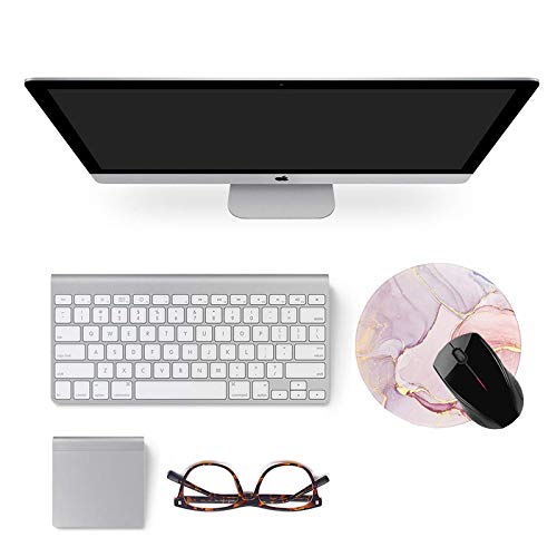 [Australia - AusPower] - Mouse Pad,Anti Slip Rubber Round Mousepads Desktop Notebook Mouse Mat with Stitched Edge for Working and Gaming (Marble Pretty Pink) Marble Pretty Pink 