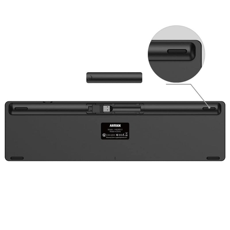 [Australia - AusPower] - Arteck 2.4G Wireless Keyboard Ultra Slim Full Size Keyboard with Numeric Keypad and Media Hotkey for Computer/Desktop/PC/Laptop/Surface/Smart TV and Windows 10/8/ 7 Built-in Rechargeable Battery 