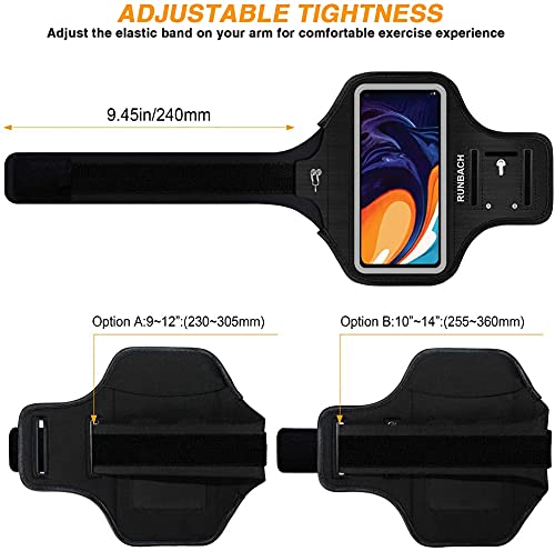 [Australia - AusPower] - RUNBACH Running Armband for Samsung Galaxy A70/A60/A51/A50/A32/A30/A20/A10E/A10/A9/A9 Pro/M11/M21/M31,Sweatproof Running Exercise Bag for Samsung Phone Black 