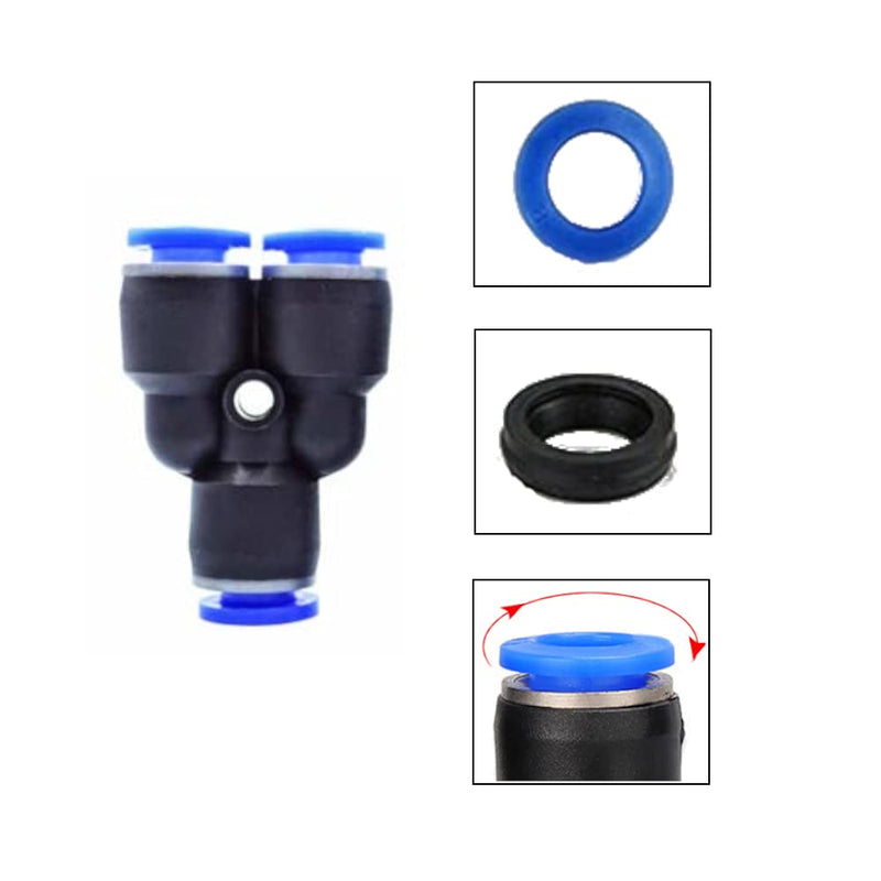 [Australia - AusPower] - Air Push Quick Fittings, 10Pcs Pneumatic Connectors Push to Connect Fittings Kit, 3/8" 10mm Od Quick Release Connectors Y Splitters 