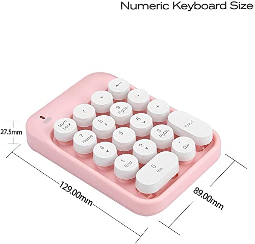 [Australia - AusPower] - Wireless Numeric Keypad 18 Keys with 2.4G Mini Portable Silent Number Pad USB Receiver Financial Accounting Keyboard Extensions for Laptop Desktop PC Pro（Pink） Pink 