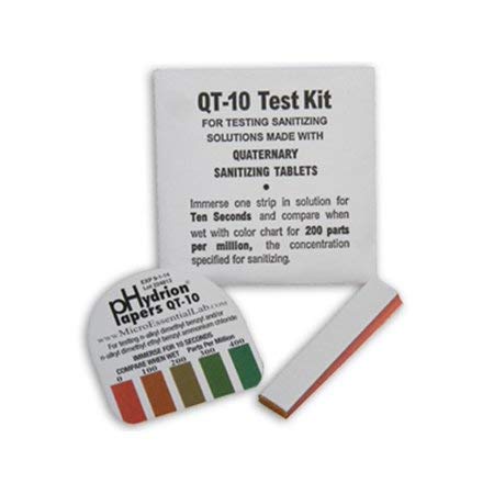 [Australia - AusPower] - Steramine Quat Test Strips for Food Service, 150 x QT-10 Test Strips to Measure 0-400 ppm, for Testing Sanitizing Solutions Made with Steramine Quaternary Tablets, Hydrion QT-10E, 10 x Envelopes 150 Strips 
