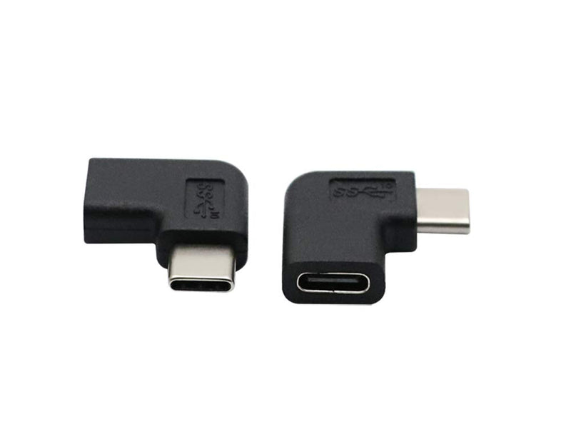 [Australia - AusPower] - Type-C Right Angle Adapter,Type-C Male to Type-C Female Adapter， 2-Pack，90 Degree Type C Adapter,Right & Left Angled 90 Degree Type-C Extension Adapter for Laptop & Tablet & Mobile Phone 