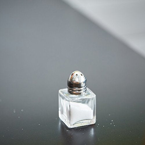 [Australia - AusPower] - (Set of 2) Mini Salt and Pepper Shakers, 0.5 oz / 1/2 oz Glass Cube Body Restaurant Salt and Pepper Shakers By Tezzorio 