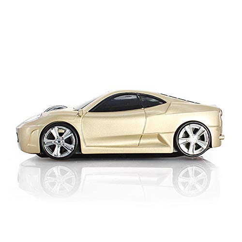 [Australia - AusPower] - ECOiNVA Wireless Sports Car Mouse Optical 2.4G Nano USB AA Battery Desktop Laptop Mice (Gold) Gold 