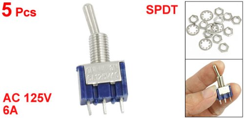[Australia - AusPower] - uxcell a12072300ux0597 Single Pole Double Throw SPDT On/On Toggle Switch, 5 Piece, AC 125V, 6 A 