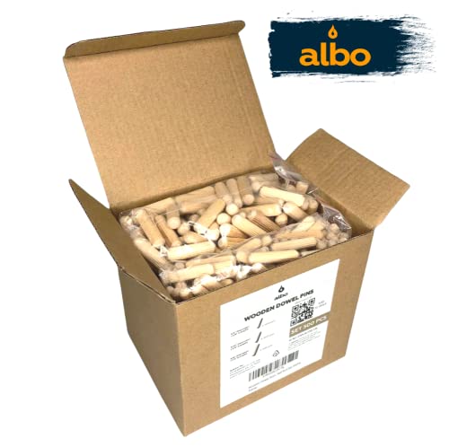 [Australia - AusPower] - ALBO Wooden Dowel Pins 500 Pack Assorted Sizes 1/4 + 5/16 + 3/8 inch Fluted Wood Dowels Rods Hardwood Crafts Dowel Pegs 