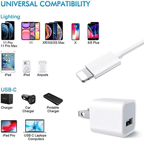 [Australia - AusPower] - Phone Charger, 2-Pack 3FT [Apple MFi Certified] Lightning to USB Charging Cable Cord with 2Pack USB Wall Charger Power Adapter Travel Plug Block for iPhone 13 12 12 Pro 11 XS XR X 8 7 6 5 SE iPad iPod 