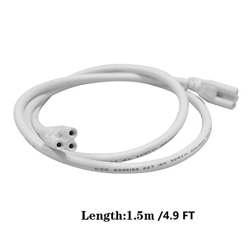 [Australia - AusPower] - T5 T8 LED Double End 3Pin Lamp Connecting Wire Ceiling Lights Daylight LED Integrated Tube Cable Linkable Cords for LED Tube Lamp Holder Socket Fittings with Cables White Color,（ 4.9FT / 1.5M ）.4-PACK 