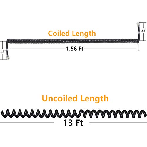 [Australia - AusPower] - Telephone Phone Handset Cable Cord,Uvital Coiled Length 1.56 to 13 Feet Uncoiled Landline Phone Handset Cable Cord RJ9/RJ10/RJ22 4P4C(Black,2 PCS) 