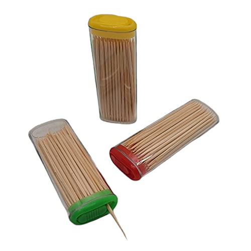 [Australia - AusPower] - Handy Housewares 3-pack Toothpick Travel Storage Containers with Dispenser Lids - Includes 150 Natural Wood Toothpicks (One 3-pack) One 3-pack 
