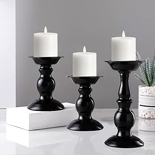 [Australia - AusPower] - Jolnyus 3x3 inch White Flameless Candles Set of 3 Flickering LED Candles Battery Operated with Remote Control Timers for Concert Fireplace Livingroom Party Dimmable Pillar Candles Flat top 
