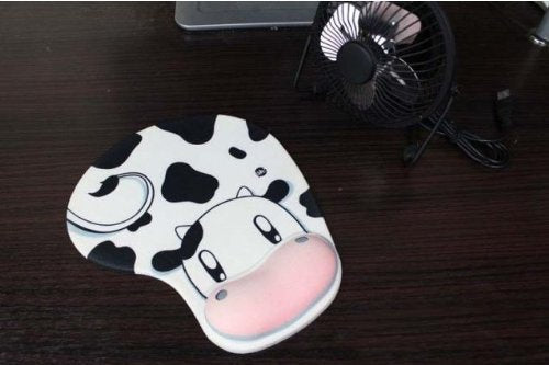 [Australia - AusPower] - Onwon Cartoon Wrist protected Personalized Computer Decoration Gel Wrist Rest Mouse Pad Ergonomic Design Memory Foam Mouse Pad Gel Mouse Pad/Wrist Rest(Cow Style) 