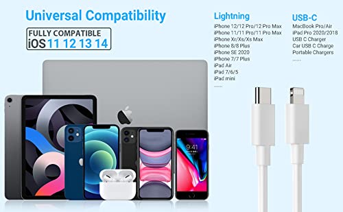 [Australia - AusPower] - iPhone Fast Charger, 20W PD Fast Charger Type C Power Wall Charger Block with【Apple MFi Certified】 6FT USB C to Lightning Cable Compatible iPhone 12/12 Mini/12 Pro Max/11 Pro/Xs/XR/iPad AirPods Pro White-20W Charger+6FT 